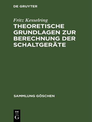 cover image of Theoretische Grundlagen zur Berechnung der Schaltgeräte